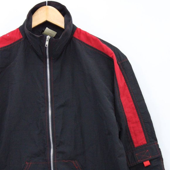 Vintage Big Flirt Windbreaker Jacket Women Black & Red Full Zip Retro Size M 90s - Picture 2 of 9